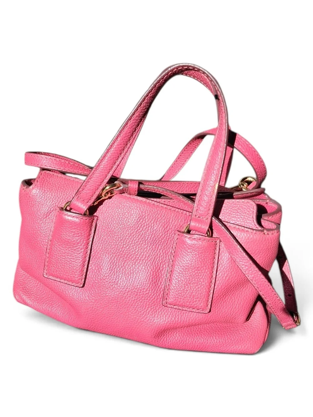Marc Jacobs Hot Pink Pebbled Leather Satchel with Gold Hardware